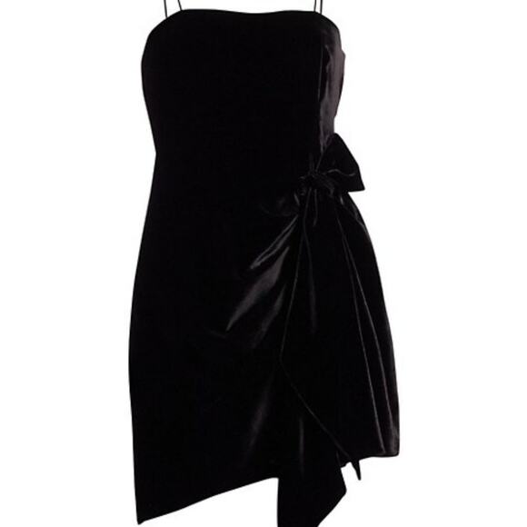$425 Cinq a Sept Kiki Velvet Black Draped Bow Mini Dress US 6 New with tags - Picture 2 of 4